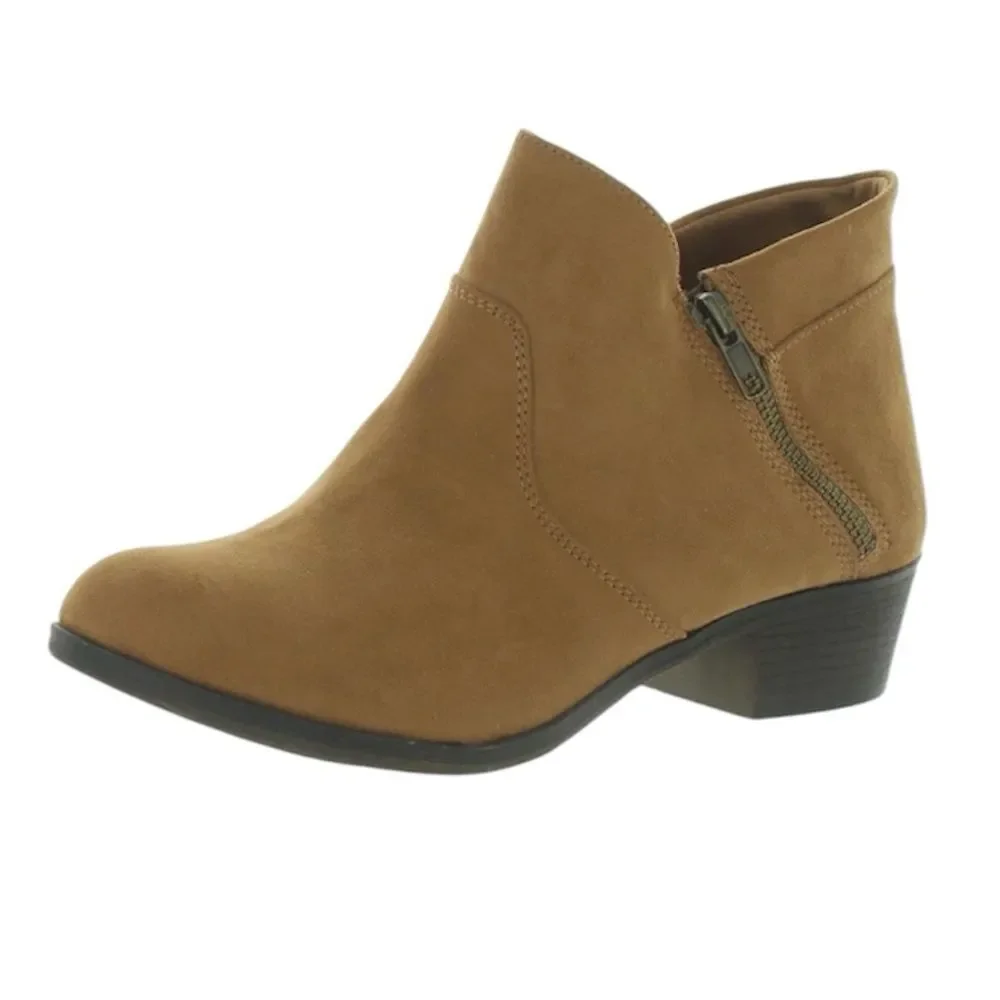 NIB Sun & Stone Abby Ankle Boot Tan Faux Suede Side Zip Booties Women's 7.5W